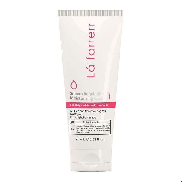  کرم کنترل کننده چربی و مات کننده پوست چرب 1 لافارر  Sebum Regulating Moisturizing cream for oily and acne-prone skin 75ml LA FARRERR