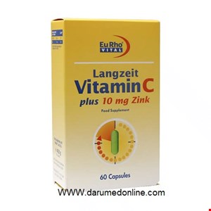  ویتامین ث + زینک کپسول 10میلی گرم یوروویتال 60 عدد EuRho Vital Langzeit Vitamin C plus Zink 10mg 60 Caps 