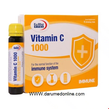 ویتامین ث ویال 1000 میلی گرم یوروویتال 6 عددی Eurho Vital Vitamin C 1000 mg
