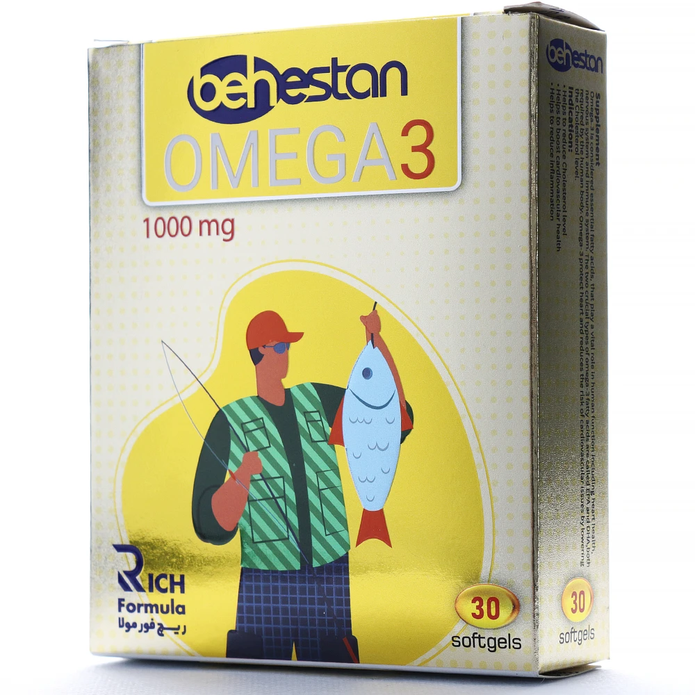 امگا 3 بهستان 1000 میلی گرم  Behestan Omega 3 1000 mg  Rich Formula